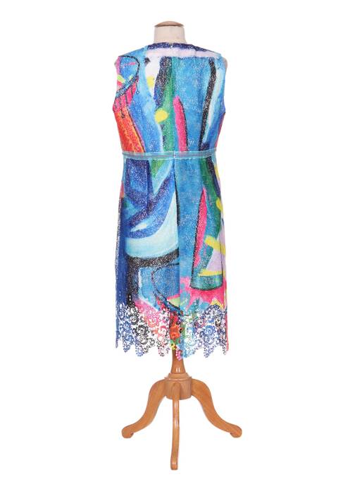 Robe mi-longue bleu POUPEE CHIC pour femme