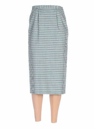 Jupe mi-longue taille à pinces vert LUCIA femme