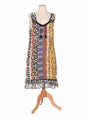 Robe mi-longue jaune PAUSE CAFE pour femme