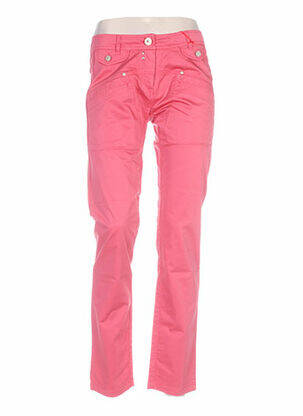 Pantalon droit fermeture zippée sous rabat boutonné taille basse rouge MYBO femme
