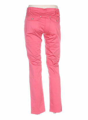 Pantalon droit fermeture zippée sous rabat boutonné taille basse rouge MYBO femme