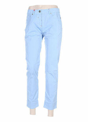 Pantalon 7/8 fermeture zippée sous rabat boutonné taille basse bleu MYBO femme
