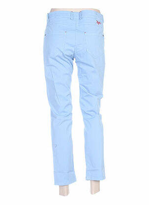 Pantalon 7/8 fermeture zippée sous rabat boutonné taille basse bleu MYBO femme