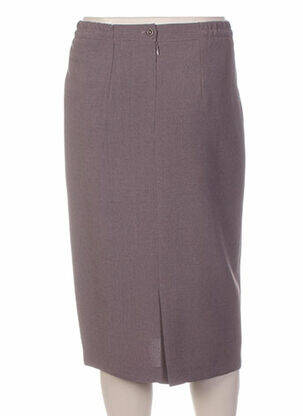 Jupe mi-longue coupe droite marron GEVANA femme