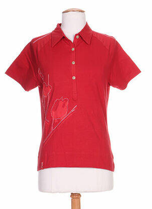Polo broderie motifs brodés manches courtes rouge LAFUMA femme