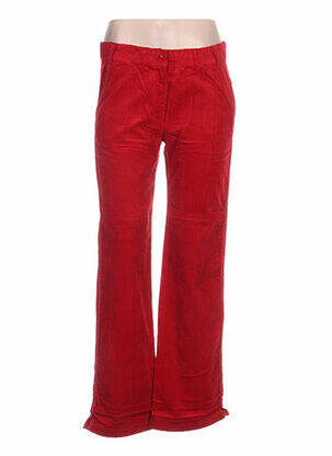 Pantalon droit fermeture zippée sous rabat boutonné taille normale rouge IDEO femme