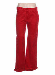 Pantalon droit fermeture zippée sous rabat boutonné taille normale rouge IDEO femme