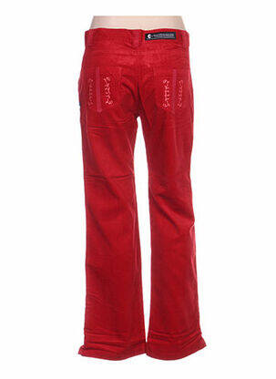 Pantalon droit fermeture zippée sous rabat boutonné taille normale rouge IDEO femme