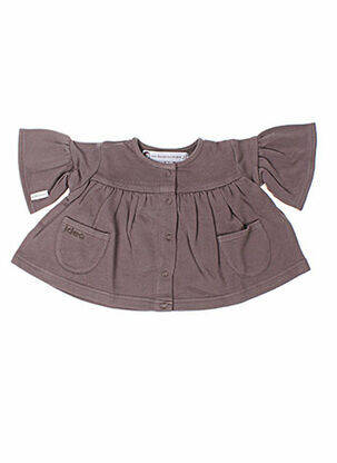 Gilet manches longues col rond gris IDEO fille