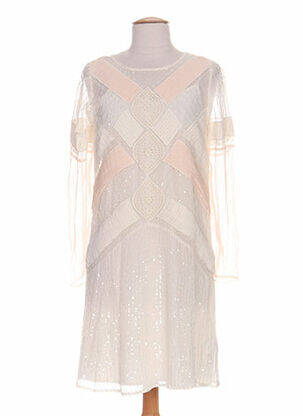 Robe mi-longue manches longues manches longues beige INTROPIA femme
