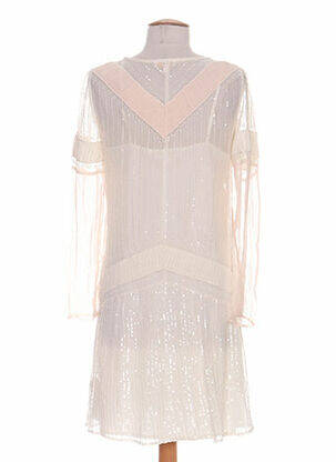Robe mi-longue coupe fluide manches longues beige INTROPIA femme