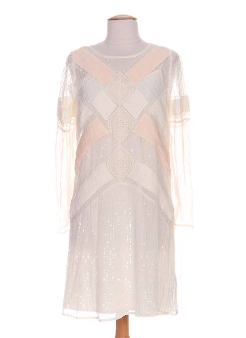 Robe mi-longue manches longues manches longues beige INTROPIA femme