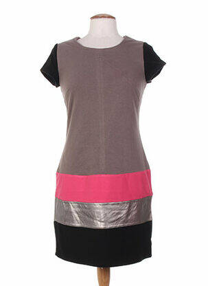 Robe courte manches courtes manches courtes marron MISS CAPTAIN femme