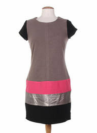 Robe courte manches courtes manches courtes marron MISS CAPTAIN femme