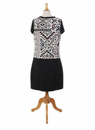 Robe courte fermeture zippée au dos manches courtes noir MISS CAPTAIN femme