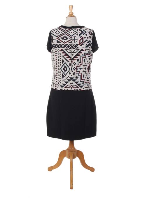 Robe courte fermeture zippée au dos manches courtes noir MISS CAPTAIN femme