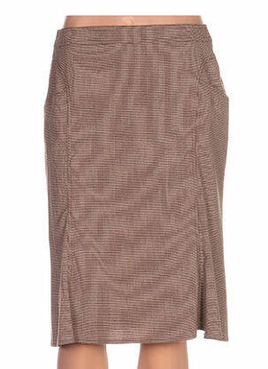 Jupe mi-longue coupe droite marron QUATTRO femme
