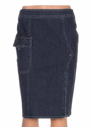 Jupe mi-longue coupe droite bleu QUATTRO femme