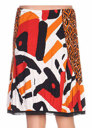 Jupe mi-longue coupe droite orange QUATTRO femme