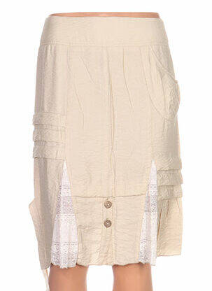 Jupe mi-longue coupe droite beige QUATTRO femme