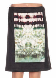 Jupe mi-longue coupe droite noir QUATTRO femme