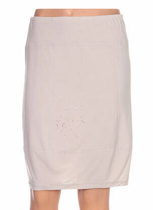 Jupe mi-longue coupe droite beige QUATTRO femme