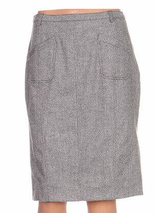 Jupe mi-longue coupe droite gris QUATTRO femme