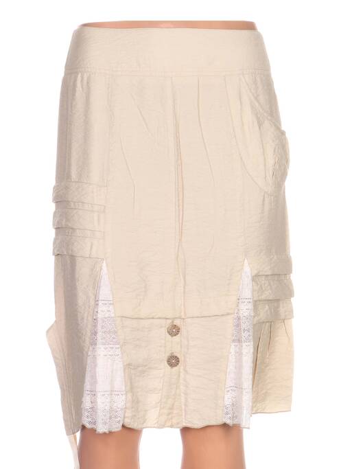Jupe mi-longue coupe droite beige QUATTRO femme