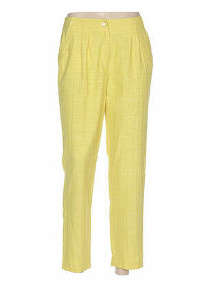Pantalon 7/8 fermeture zippée sous rabat boutonné taille basse jaune QUATTRO femme