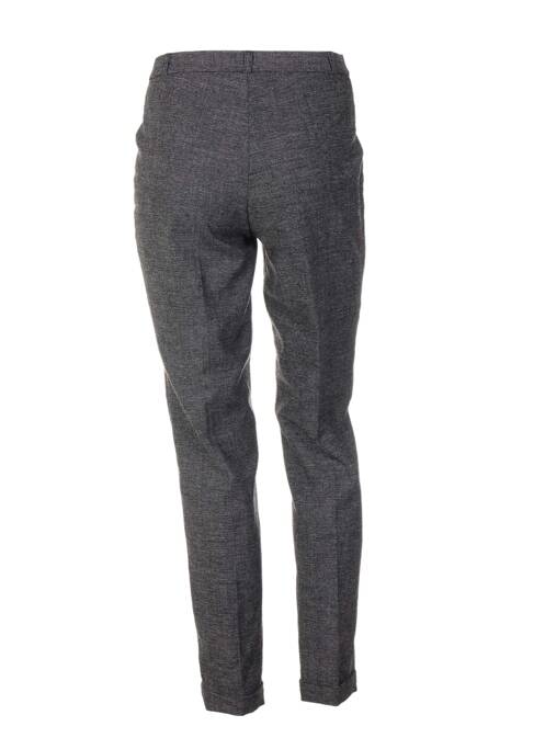 Pantalon fermeture zippée sous rabat boutonné taille haute gris QUATTRO femme