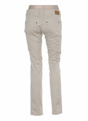 Pantalon droit fermeture zippée sous rabat boutonné taille basse beige COUTURIST femme