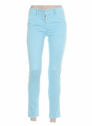 Pantalon 7/8 fermeture zippée sous rabat boutonné taille normale bleu COUTURIST femme