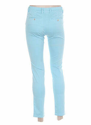 Pantalon 7/8 fermeture zippée sous rabat boutonné taille normale bleu COUTURIST femme