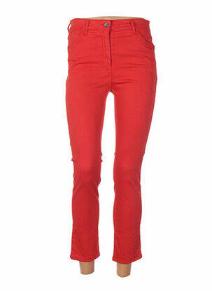 Pantalon droit fermeture zippée sous rabat boutonné taille basse rouge COUTURIST femme