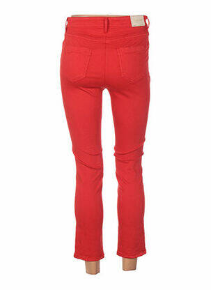 Pantalon droit fermeture zippée sous rabat boutonné taille basse rouge COUTURIST femme
