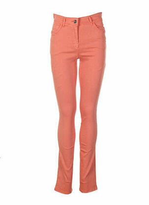 Pantalon droit fermeture zippée sous rabat boutonné taille basse orange COUTURIST femme