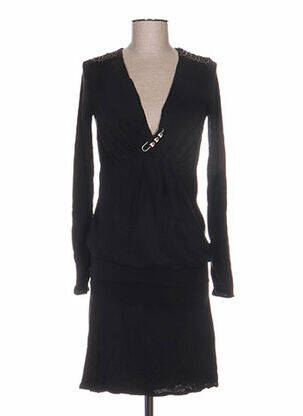Robe mi-longue manches longues manches longues noir ANNE TURTAUT femme