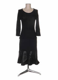 Robe mi-longue manches longues manches longues noir ANNE TURTAUT femme