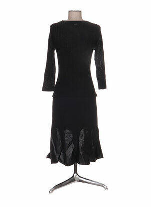 Robe mi-longue manches longues manches longues noir ANNE TURTAUT femme