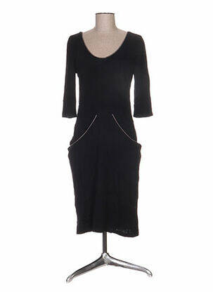 Robe mi-longue manches longues manches longues noir ANNE TURTAUT femme
