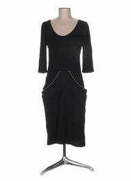 Robe mi-longue manches longues manches longues noir ANNE TURTAUT femme