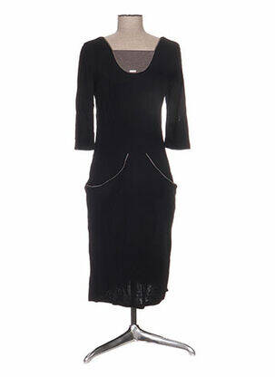 Robe mi-longue manches longues manches longues noir ANNE TURTAUT femme