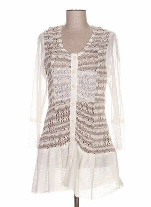 Gilet manches longues col rond beige QUATTRO femme