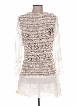 Gilet manches longues col rond beige QUATTRO femme
