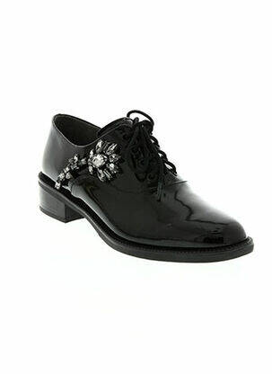 Derbies tissage vernis talon plat jusqu'à 3cm noir METAMORF'OSE femme