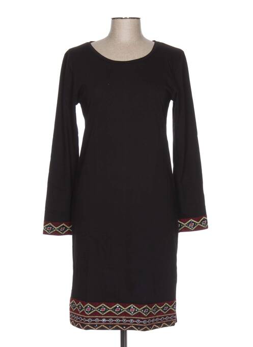 Robe mi-longue manches longues manches longues noir REDSOUL femme