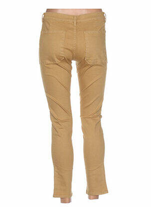 Pantalon droit fermeture zippée sous rabat boutonné taille basse beige REDSOUL femme