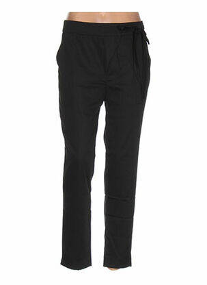 Pantalon droit fermeture zippée sous rabat avec crochet taille basse noir REDSOUL femme