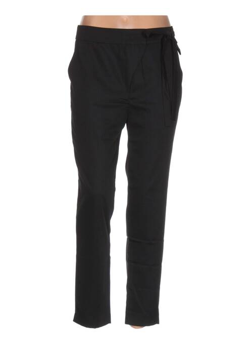 Pantalon droit fermeture zippée sous rabat avec crochet taille basse noir REDSOUL femme