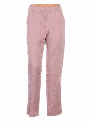 Pantalon droit fermeture zippée sous rabat avec crochet taille haute rose SAMSOE & SAMSOE femme
